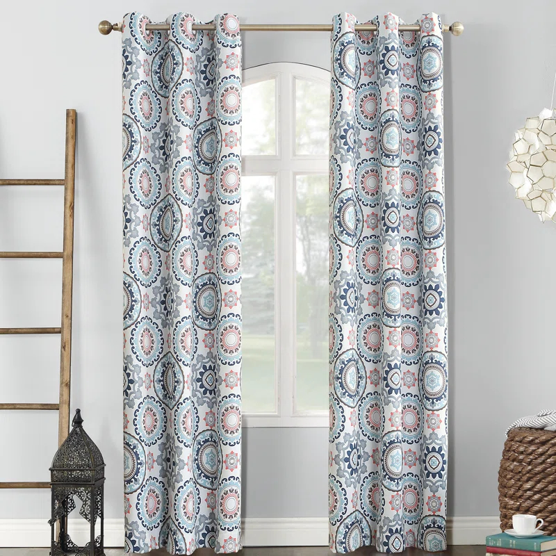 Sun Zero Sun Zero Nepal Global Medallion Print Blackout Grommet Curtain Panel