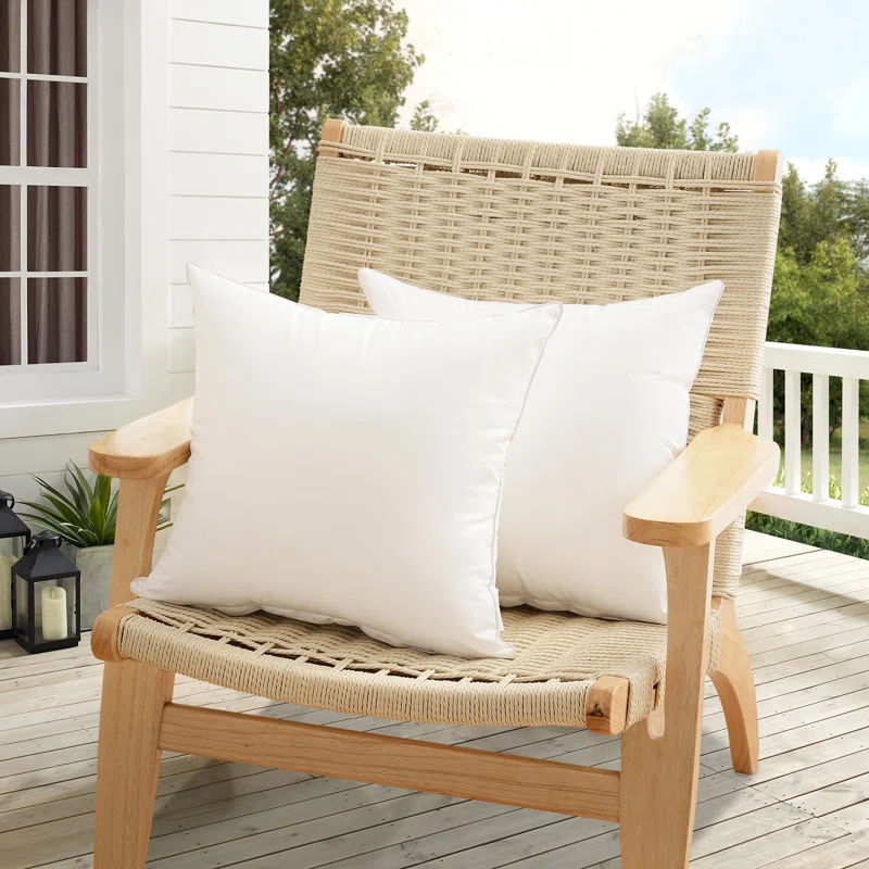 Latitude Run® 22X22 Outdoor Pillow Inserts (Pack Of 2) - Square Waterproof Throw Pillow - Decorative Throw Pillows Insert For Couch Sofa Bed Patio Furniture - White Pillows