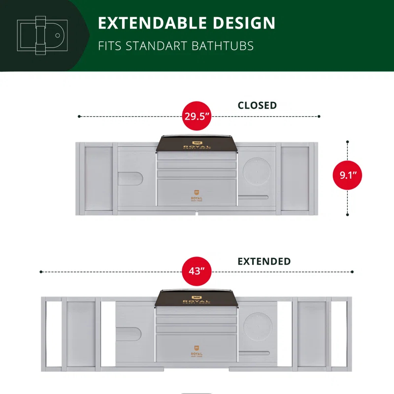 Royal Craft Wood Freestanding Bath Caddy