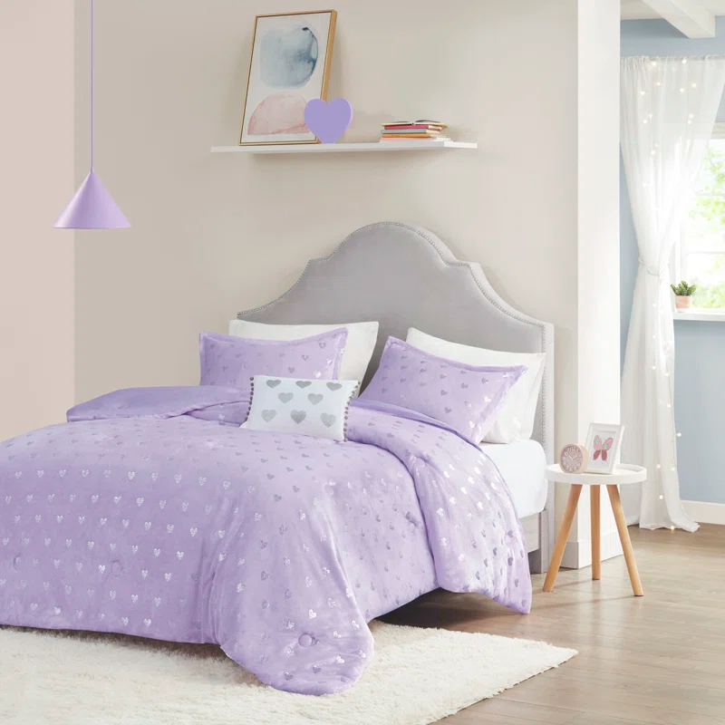 Mi Zone Rosalie Metallic Printed Plush Comforter Set