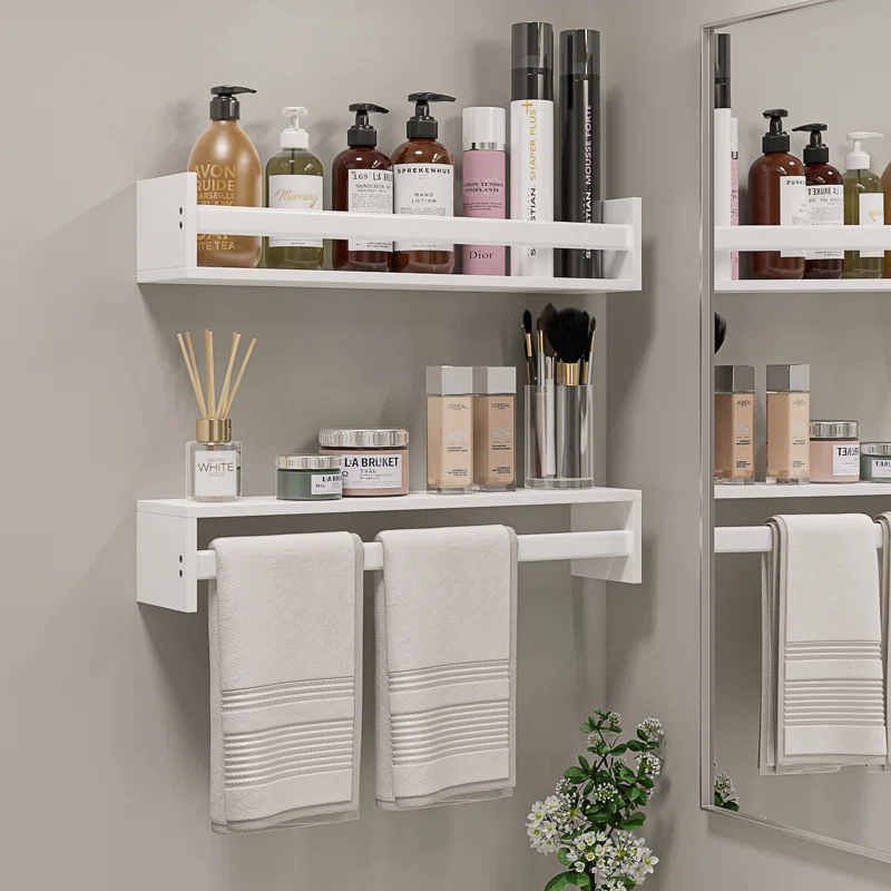 Ballucci Rigga 16" Floating Shelves with Front Bar (Set of 2)