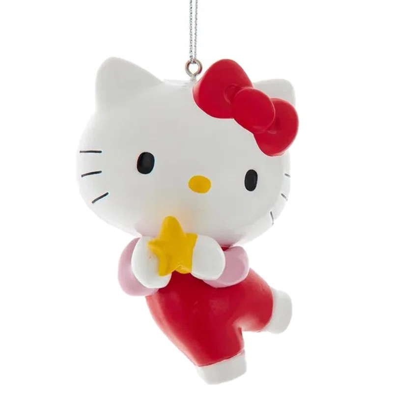Kurt Adler Kurt Adler Christmas Ornament, Hello Kitty with Star, 3.5in