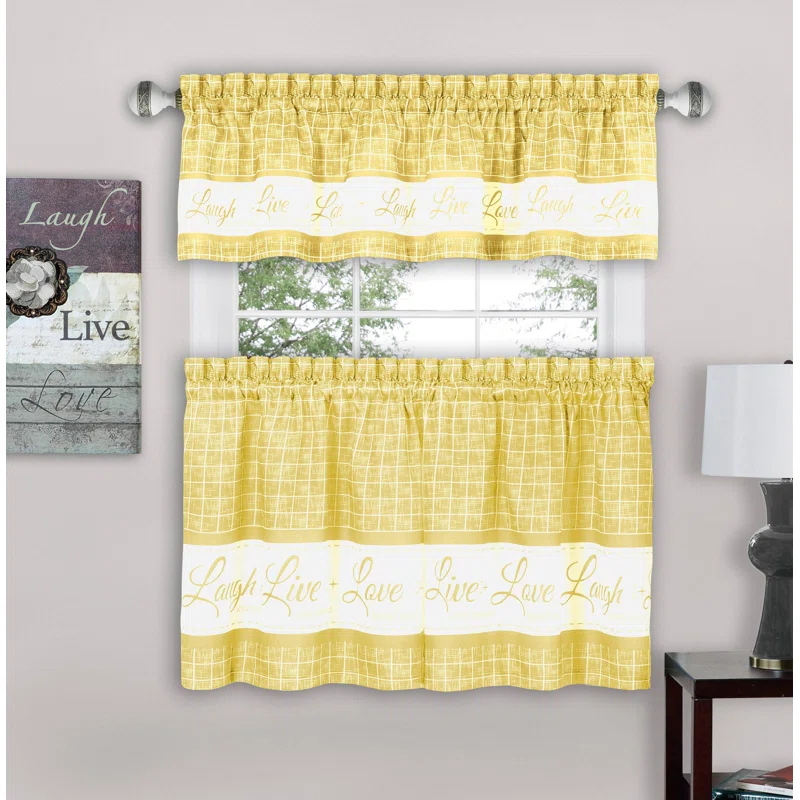 Gracie Oaks Arad Geometric Tailored 58'' W Window Curtain Tier And Valance