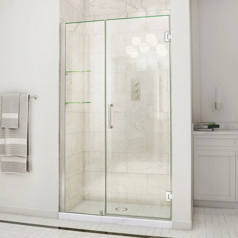 Unidoor 49" W x 72" H Hinged Frameless Shower Door