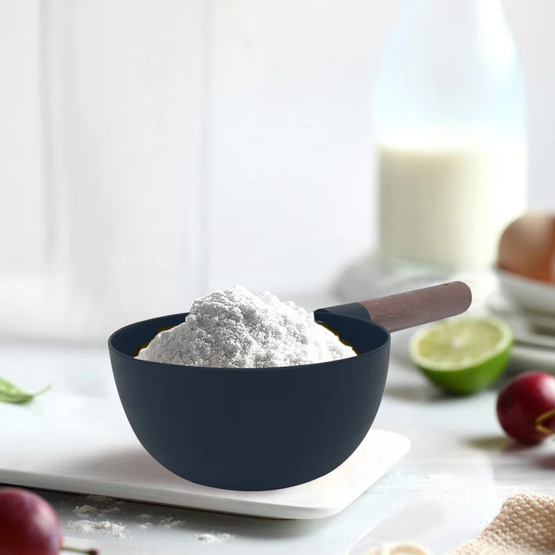 Nu Steel Stainless Steel Measuring Cups Set Of 4 Pieces, Nesting Metal Measuring Cups Set With Wooden Handles For Dry And Liquid Ingredients, Cooking & Baking