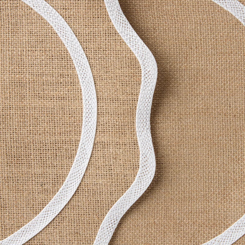 Martha Stewart MARTHA STEWART Hessian Textured Wedge Border Placemats 6-Pack Set 15”x15” Round (Set of 6)