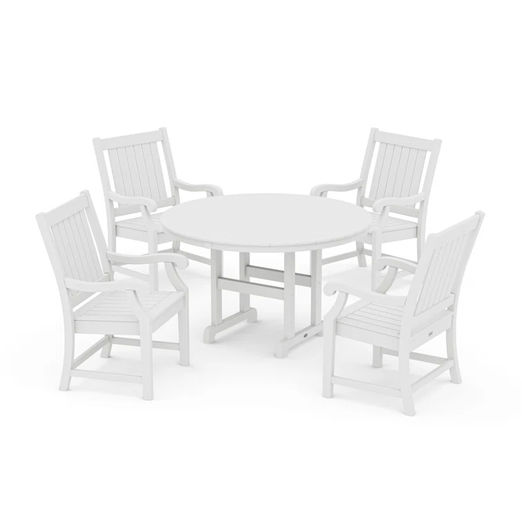 Traditional Garden 5-Piece Round Farmhouse Dining Set