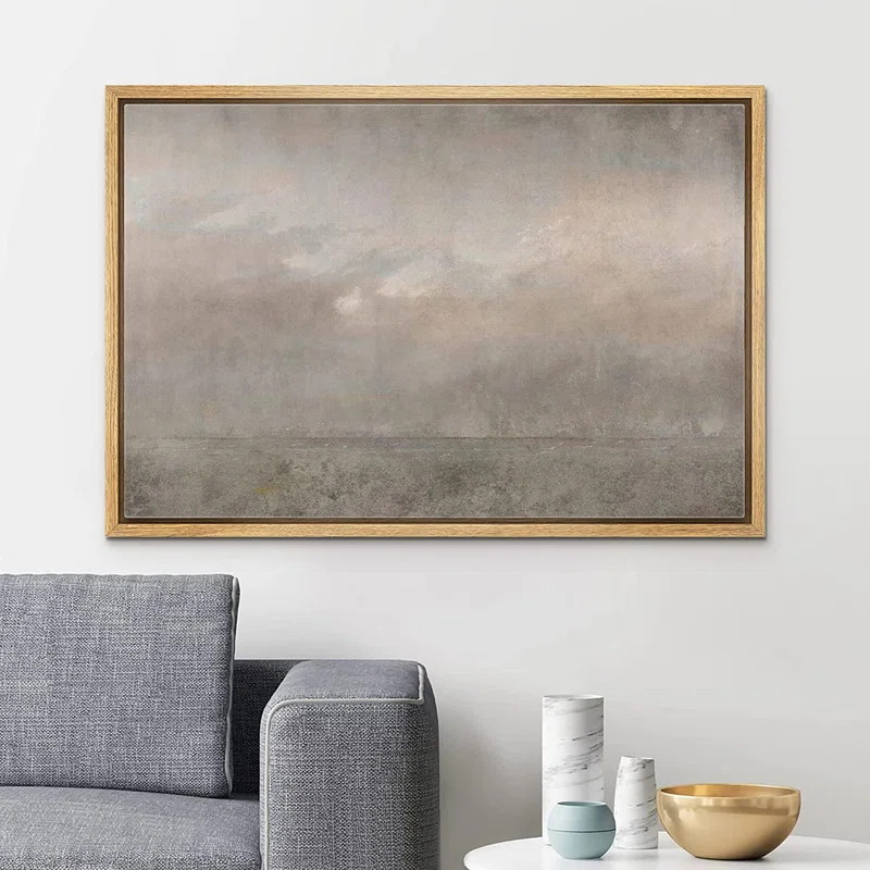 " SIGNLEADER Framed Canvas Print Wall Art Dark Brown Storm Cloud Landscape Abstract Shapes Illustrations Modern Art Decorative Minimal Relax/Calm For Living Room, Bedroom, Office "