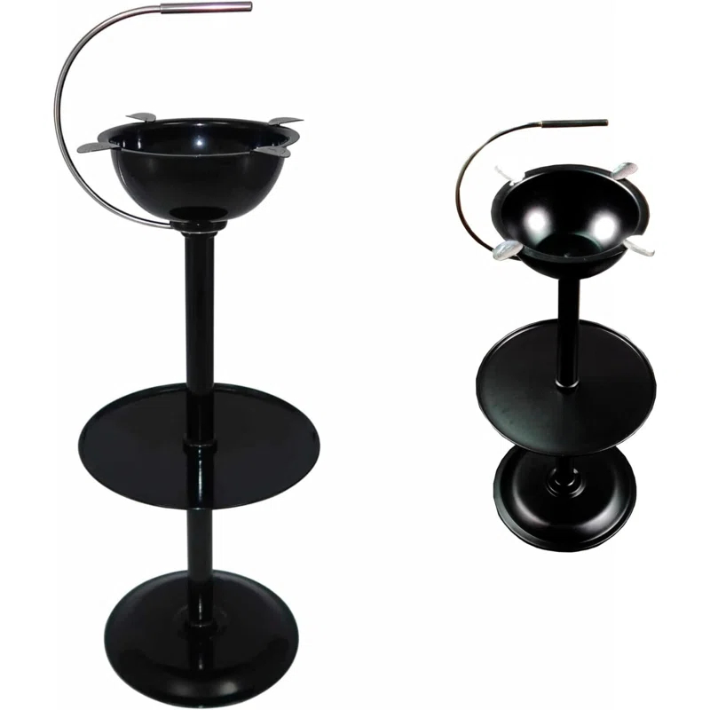 Stinky Cigar Stinky Cigar Floor Ashtray W/ Accessory Tray and Carry Handle, 4 Stirrups Black
