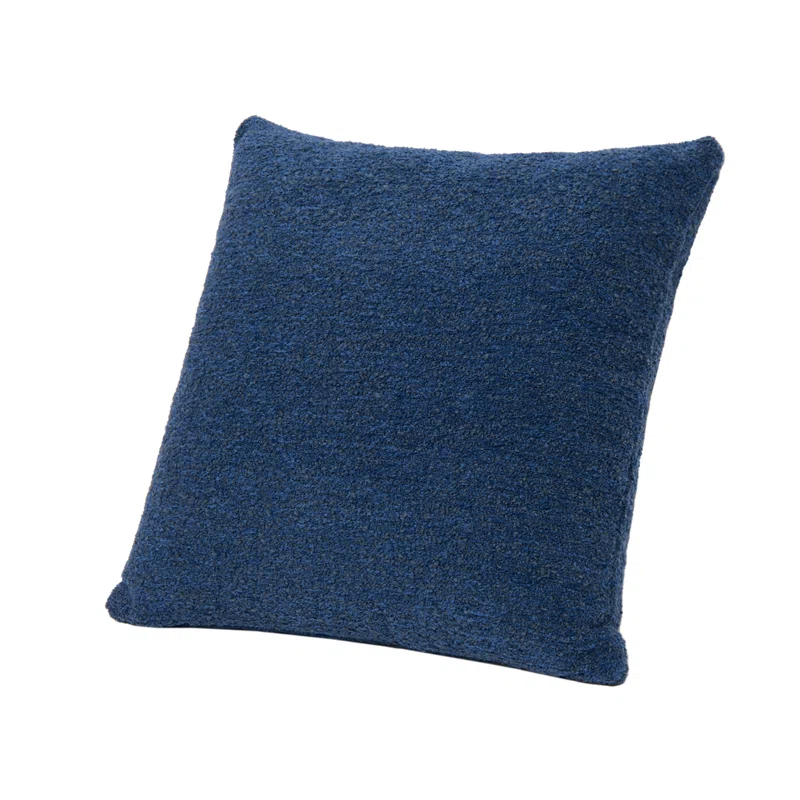 Jennifer Taylor Home Astrid 20" Square Accent Throw Pillow Cover With Feather Insert, Cerulean Blue Boucle