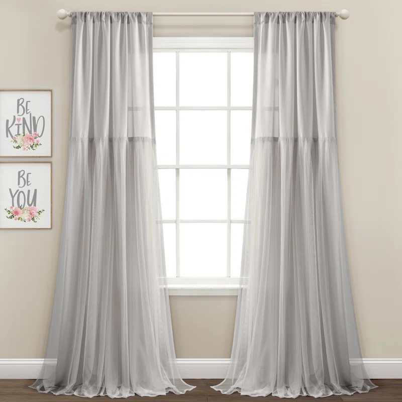 Lush Decor Polyester Semi Sheer Curtain Pair (Set of 2)