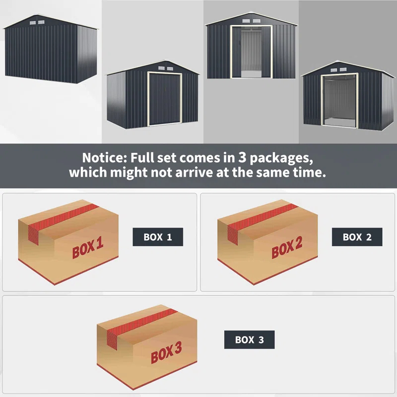 Costway 9.1 ft. W x 6.3 ft. D Metal Storage Shed