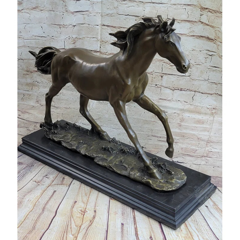 Canora Grey Galloping Horse Bronze Statue Sculpture Equestrian Art Pj Mene 15 Inches X 24 Inches