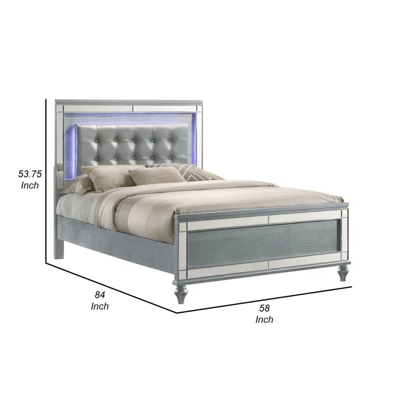 Benjara Lee Upholstered Platform Bed
