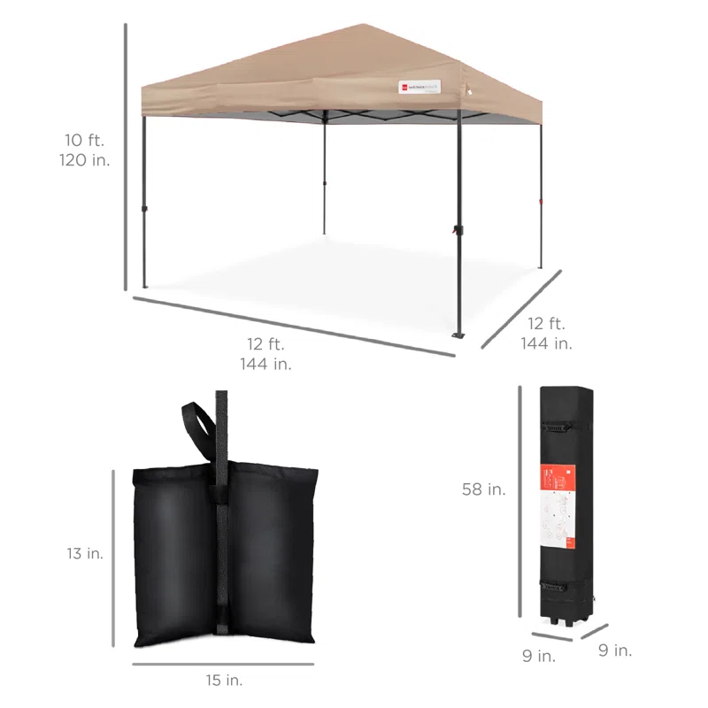 Best Choice Products Best Choice Products Easy Setup Pop Up Canopy W/ 1-Button Setup, Wheeled Case, 4 Weight Bags