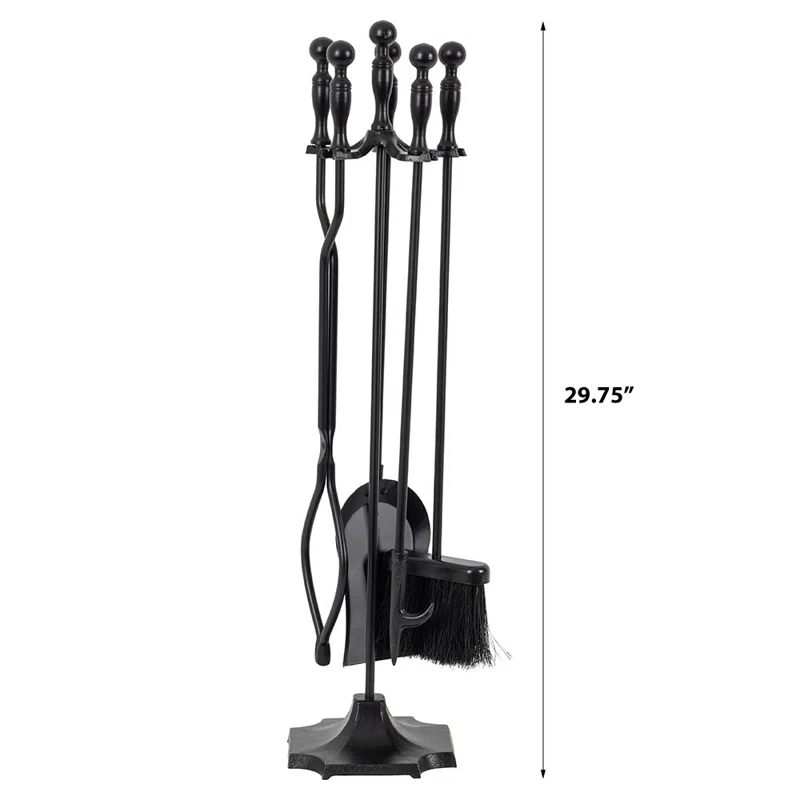 Modern Ember Cascade 5 Piece Fireplace Tool Set in Black