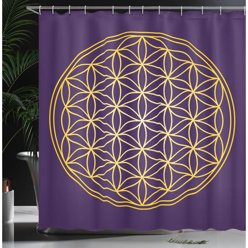 Geometric Shower Curtain with Hooks Included