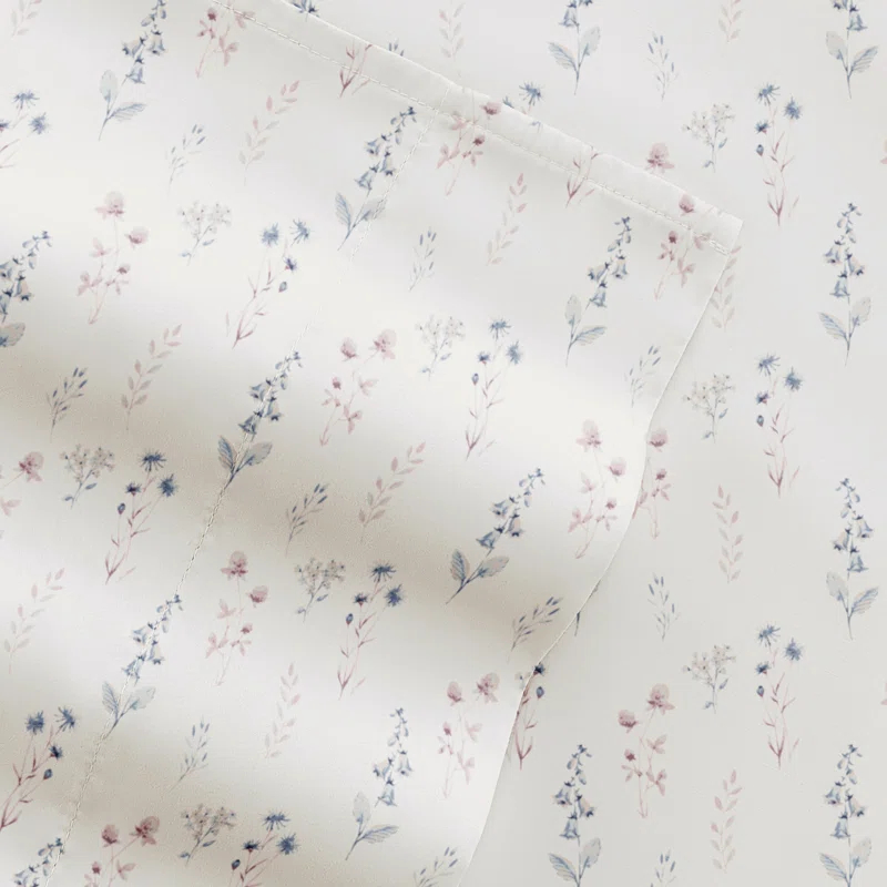 4 Piece Sheet Set Patterned Microfiber Ultra Soft Bedding in Floral Dream