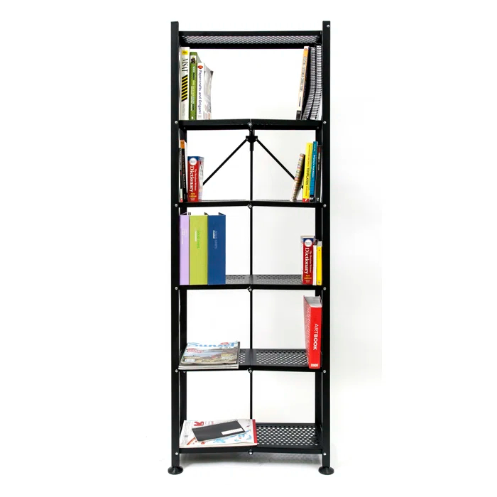 Origami Foldable 6-Shelf Classic Stamped Steel Bookcase