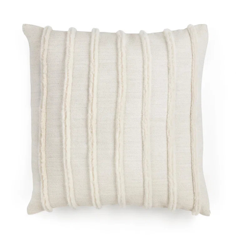 Park Hill Collection Texture Stripe Alpaca Wool Square Pillow Cover