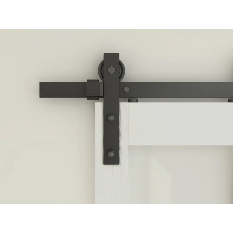 Calhome 3-Lite Tempered Frosted Glass White Finished Composite Double Sliding Barn Door with Hardware Kit Handle