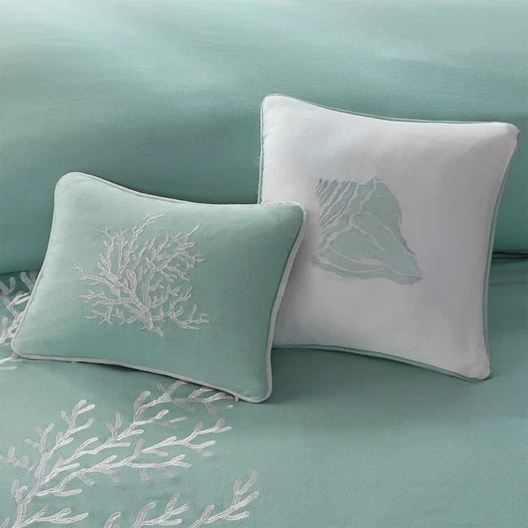 Coastline Embroidered 100% Cotton 4 Piece Comforter Set