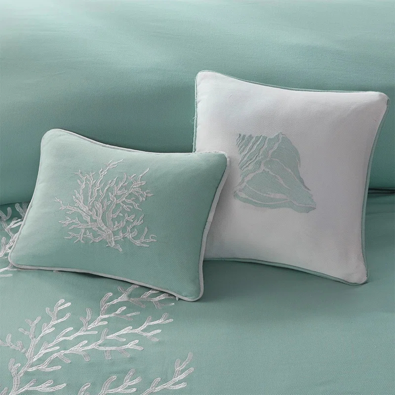 Coastline Embroidered 100% Cotton 4 Piece Comforter Set