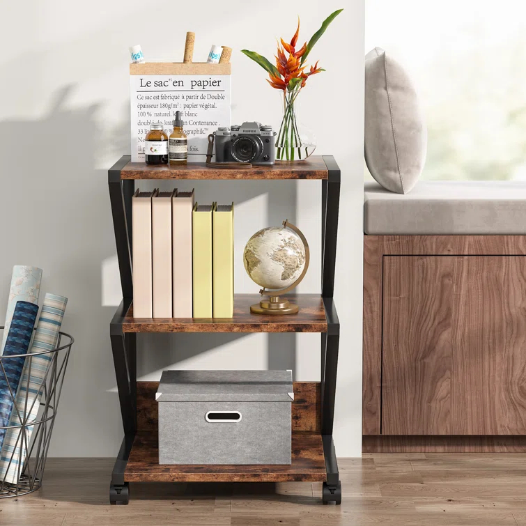 TribeSigns 3-Tier Rolling Printer Cart Under Desk Storage with Storage for Home Office