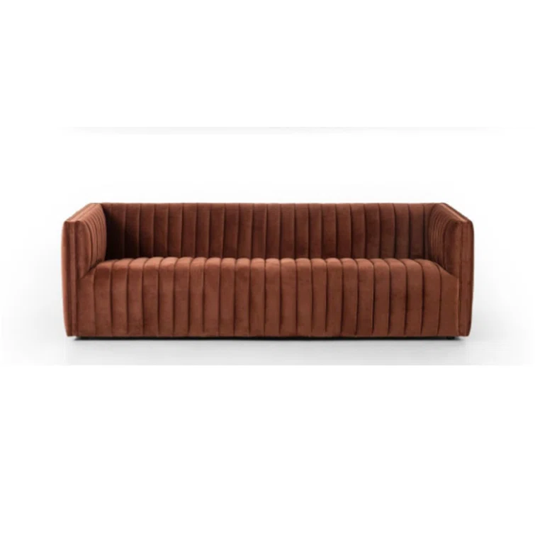 Surrey Auburn Tufted Leather Stationary Sofa 97"