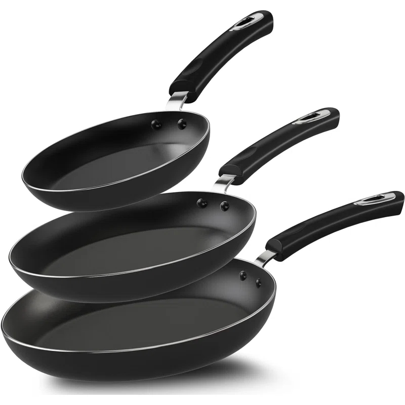 Obeten The Kitchen Nonstick Frying Pan Set - 3 Piece Induction Bottom - 8 Inches, 9.5 Inches and 11 Inches
