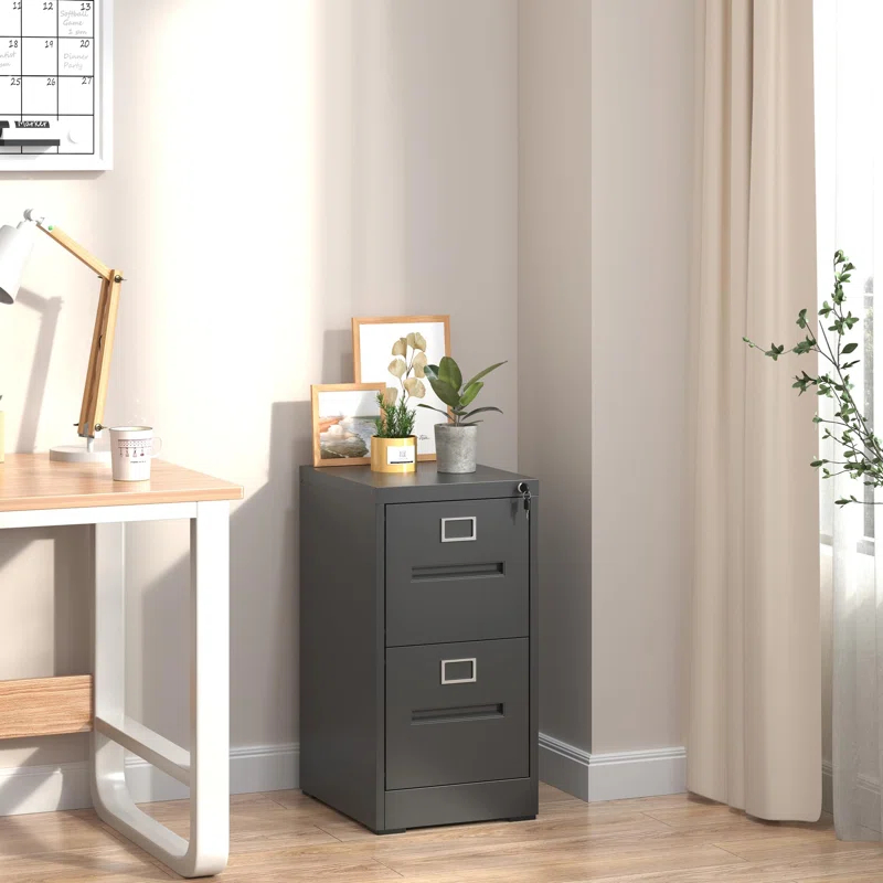2 Drawer Metal Vertical File Cabinet with Lock for Home Office, A4/Letter/Legal Size, Assembly Required