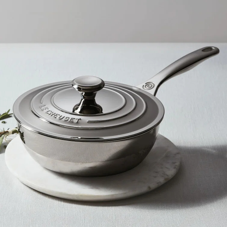 Le Creuset Stainless Steel Saucier Pan with Lid