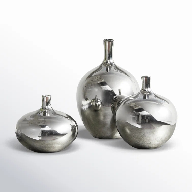 Ansen Mirrored Ceramic Decorative Vases 3-piece set