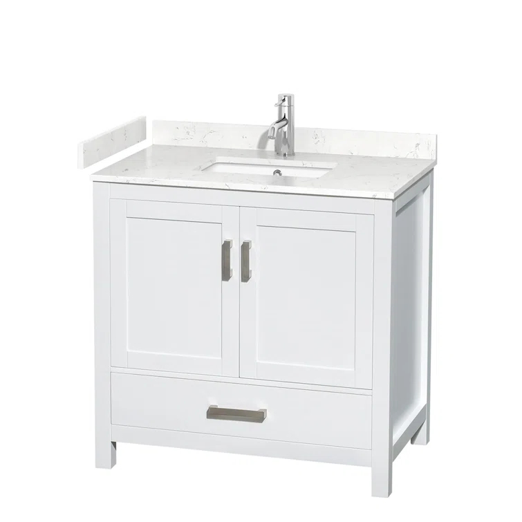 Wyndham Collection Sheffield 36" Freestanding Single Bathroom Vanity with Cultured Marble Top