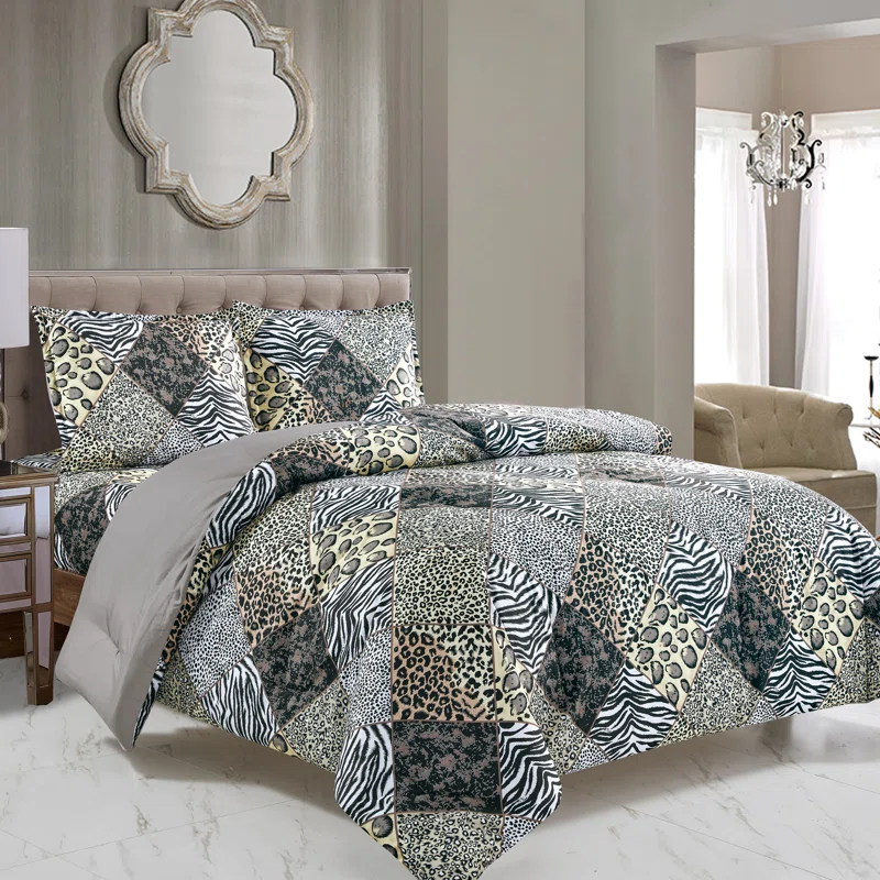 Box Stitch Animal Print Comforter Set
