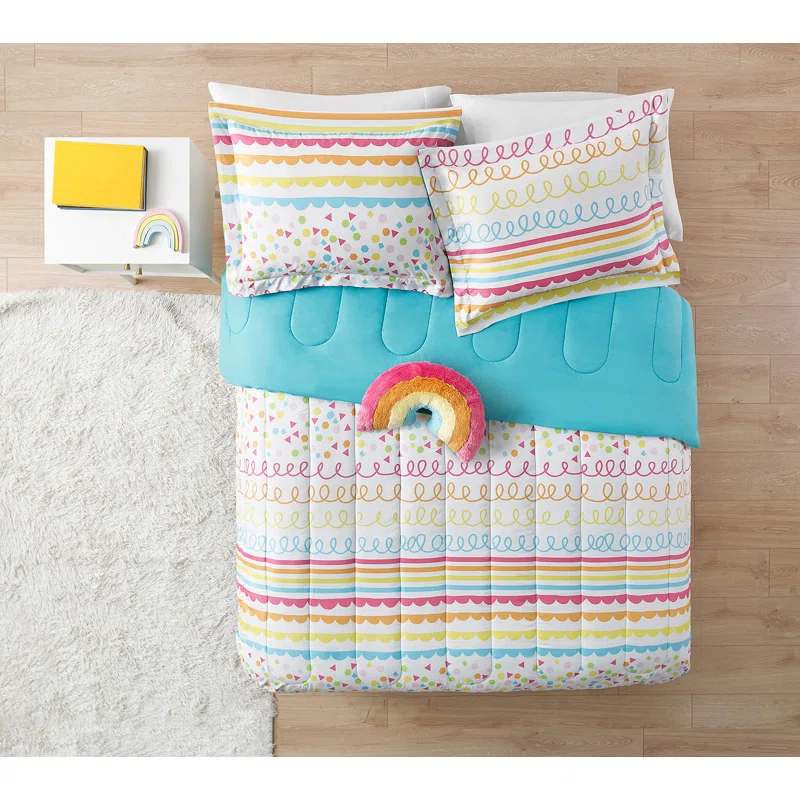 Alex + Bella ALEX + BELLA Color Pop Rainbow Orange Microfiber Comforter Set