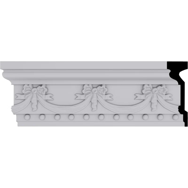 Ekena Millwork 6 1/4"H x 2"P x 94 1/2"L Federal Swag & Bow Chair Rail Moulding