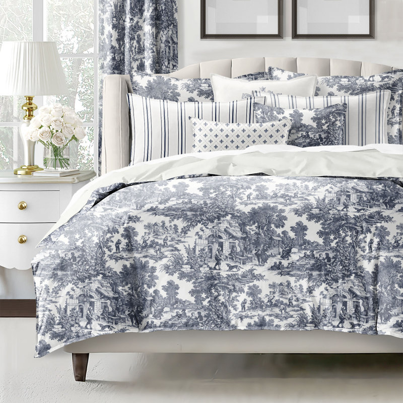 Au Village Toile Denim Cotton Comforter Set 8 Piece