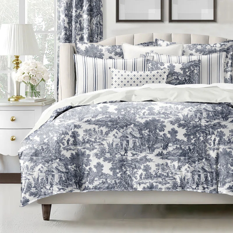Au Village Toile Denim Cotton Comforter Set 8 Piece