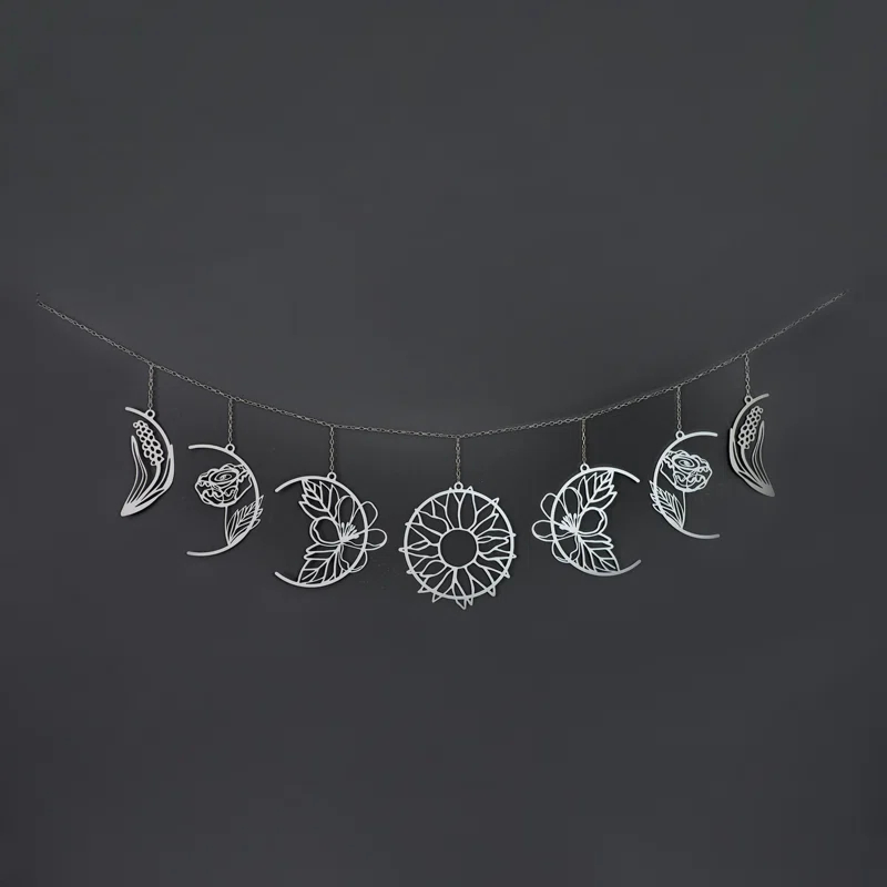 Floral Moon Phases Metal Wall Decor