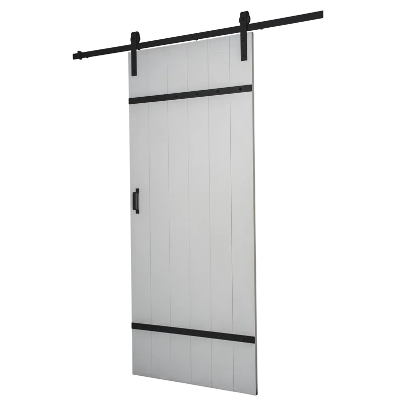 Renin 36'' x 84'' Semi-Solid Paneled Low-Gloss with Installation Hardware Kit Barn Door