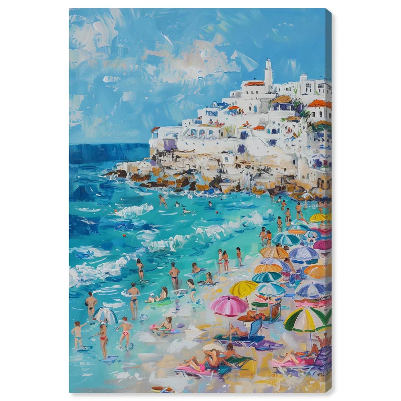 Art Remedy Greek Vacation Canvas Modern Beach Wall Art by Art Remedy