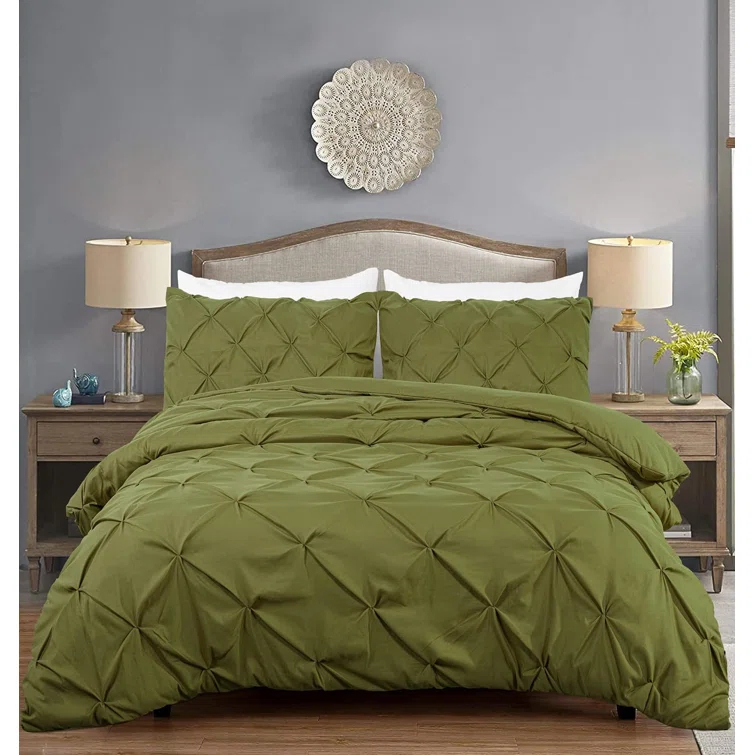 Chezmoi Collection Berlin Pintuck Microfiber 3-Piece Comforter Set