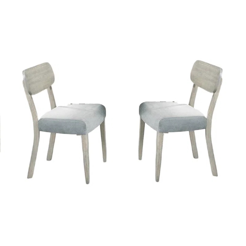 Corrigan Studio® Natural Wood Grain Color Set Of 2Pc Dining Chairs Rubber Wood Dining Room Furniture Fabric Cushion Seat