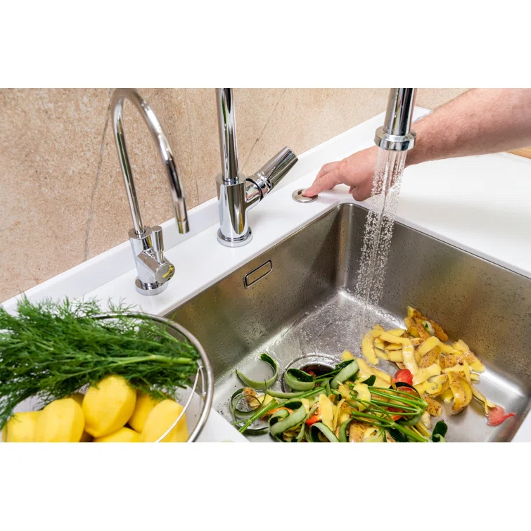 Mr. Scrappy Garbage Disposal Air Switch Kit with Brushed Nickel Push Button, Power Box, and Air Tube