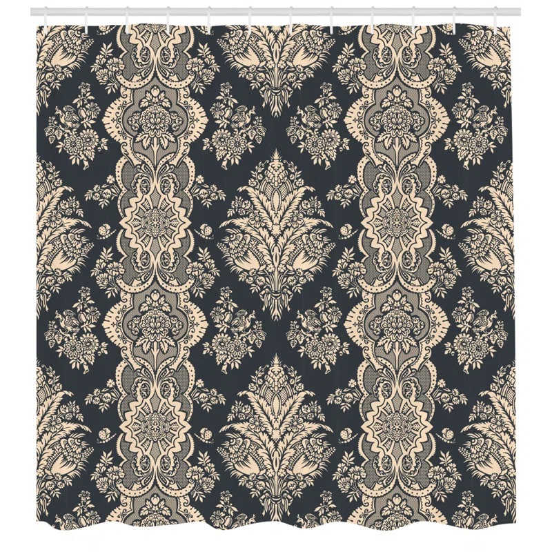 Damask Shower Curtain with Hooks Included