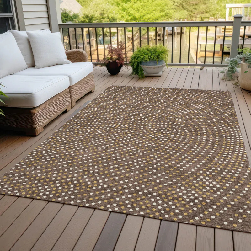 Machine Washable Indoor/Outdoor Chayden ACN1021 Brown 9' x 12' Rug