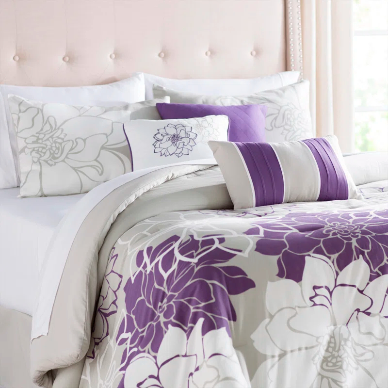 Madison Park Lola 7 Piece Floral Cotton Comforter Set
