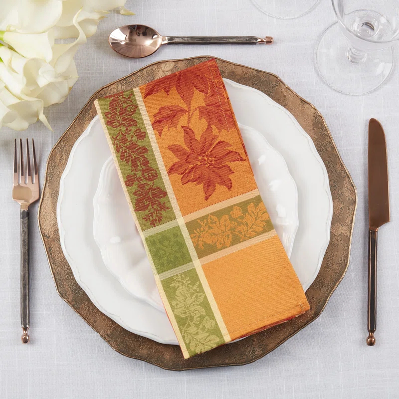 Saro Aurelia Collection Polyester No Pattern Square Napkin (Set of 4)