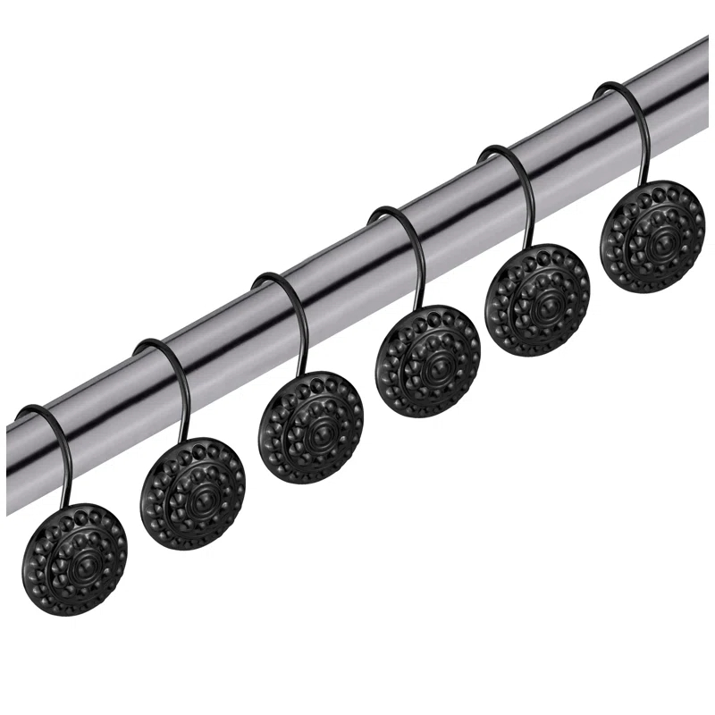 Home Mart Goods 12 Piece Set - Matte Black Heavy Duty Shower Curtain Hooks Rings Rustproof Metal